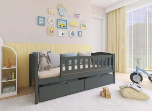 GUCIO 90x200 grafitgrå barnsäng Lano Möbler