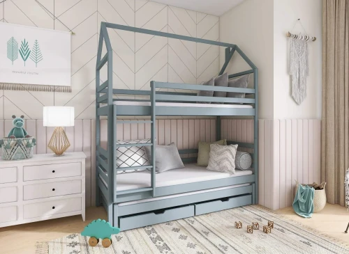 DALIA 80x160 askgrå våningssäng husmodell Lano Möbler