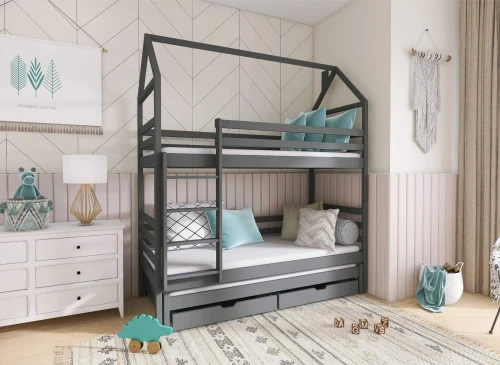 DALIA 80x170 grafitgrå våningssäng husmodell Lano Möbler