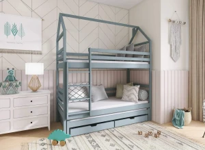 DALIA 90x200 askgrå våningssäng husmodell Lano Möbler