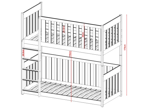 KONRAD 80x180 grafitgrå våningssäng Lano Möbler