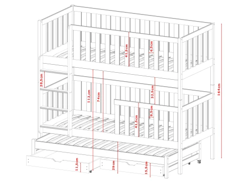 LEA 90x180 rosa våningssäng Lano Möbler