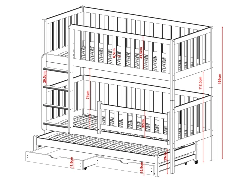 LEA 90x180 rosa våningssäng Lano Möbler