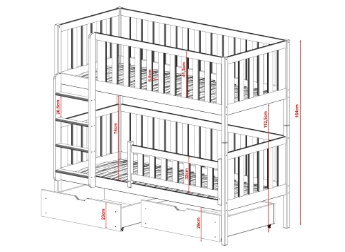 MICHALINA 80x200 askgrå våningssäng Lano Möbler