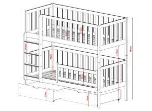MICHALINA 80x200 rosa våningssäng Lano Möbler