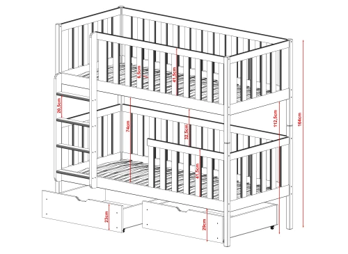 MICHALINA 90x190 askgrå våningssäng Lano Möbler
