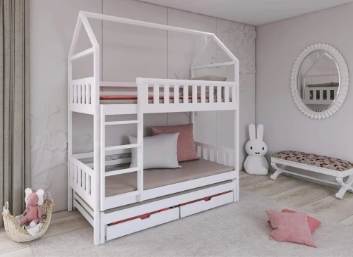 IGA 80x170 vit våningssäng hus Lano Möbler