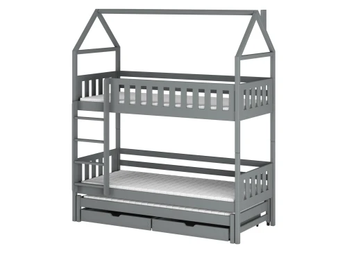 IGA 80x170 askgrå våningssäng hus Lano Möbler