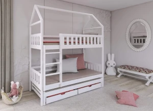 IGA 80x180 vit våningssäng hus Lano Möbler