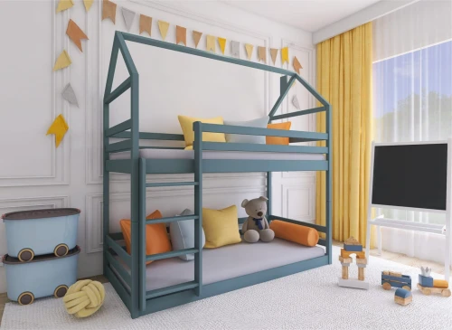 AXEL 80x200 askgrå våningssäng husmodell Lano Möbler