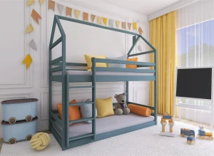 AXEL 90x200 askgrå våningssäng husmodell Lano Möbler