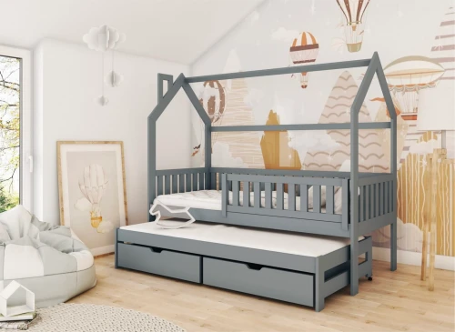 MONKEY 90x200 grafitgrå barnsäng hus Lano Möbler