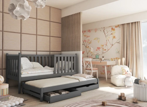 KAJA 90x190 grafitgrå våningssäng Lano Möbler