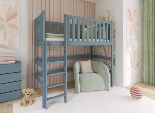 LAURA 80x200 askgrå loftsäng Lano Möbler