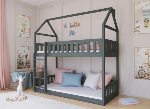 POLA 90x180 grafitgrå våningssäng Lano Möbler