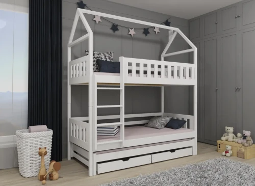 IGA 80x170 vit våningssäng hus Lano Möbler