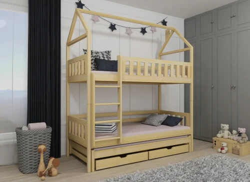 IGA 80x160 furu våningssäng hus Lano Möbler