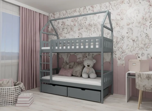 GAJA 90x190 askgrå våningssäng Lano Möbler