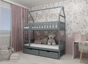 GAJA 80x200 askgrå våningssäng Lano Möbler