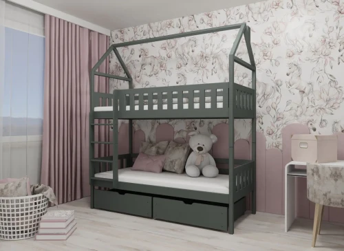 GAJA 80x190 grafitgrå våningssäng Lano Möbler