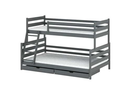 FAMI 90x200/120x200 grafitgrå våningssäng med bred sovplats Lano Möbler