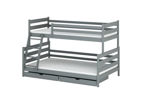 FAMI 90x200/120x200 askgrå våningssäng med bred sovplats Lano Möbler