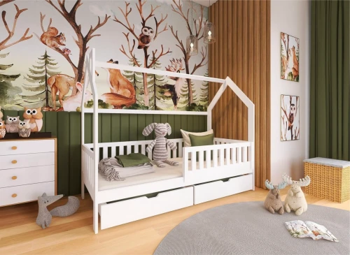 NATAN 80x190 white children's house bed Lano Furniture