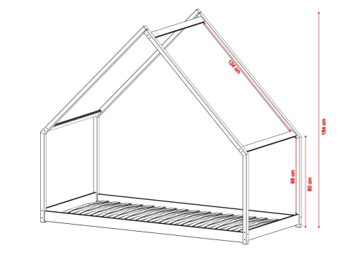 MORIS 90x200 furu Enkelsäng för barn Husbed Lano Möbler