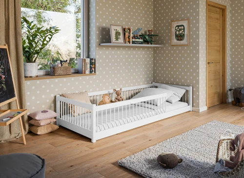 PEDRO 80x180 grey wood Montessori floor bed for children Lano Furniture