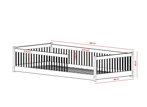 PEDRO 80x180 unvarnished wood Montessori floor bed for children Lano Furniture