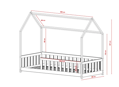 NOAH 90x200 furu Barnsäng Husbed Lano Möbler