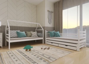 DALIA 90x200 blå våningssäng husmodell Lano Möbler