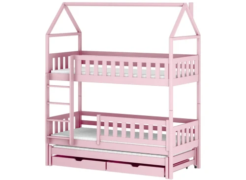 IGA 90x200 rosa våningssäng hus Lano Möbler