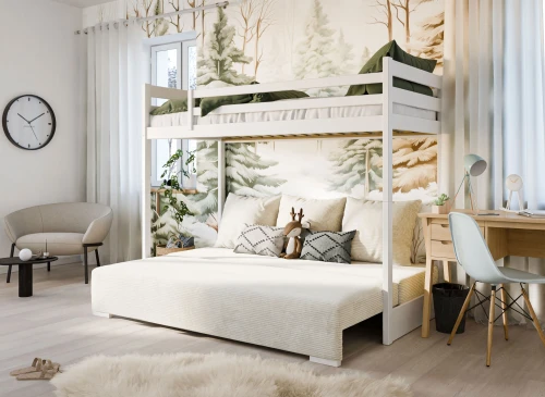 SOFINO 90x200/140x200 grey loft bed with sofa  bed in beige fabric poso 38 Lano Furniture
