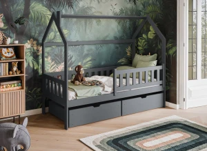 NATAN 80x190 graphite children's house bed Lano Furniture