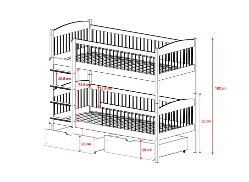 LUNA 90x200 furu våningssäng Lano Möbler