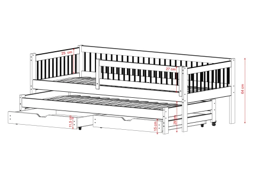 SOFTI 80x180 askgrå barnsäng Lano Möbler