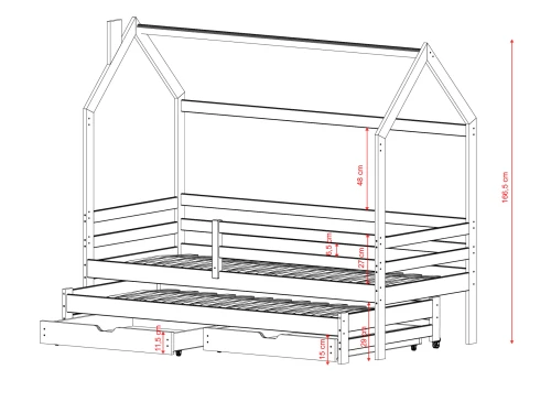 DANEK 90x190 pine children's house bed Lano Furniture