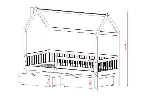 OSKAR 80x160 vit barnsäng hus Lano Möbler