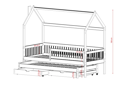 PAPI 80x190 grey children's house bed Lano Furniture