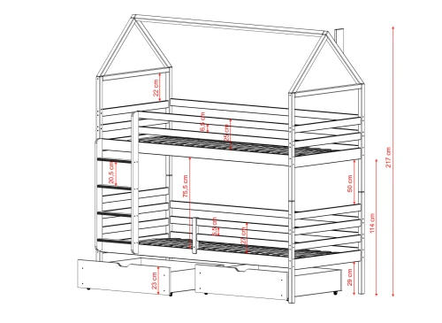 ALEX 80x160 rosa våningssäng Lano Möbler