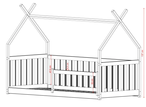 BOGUŚ 90x200 blå barnsäng tipi-inhägnad Lano Möbler