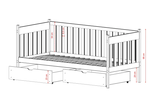 ALICJA 80x190 white children's bed Lano Furniture