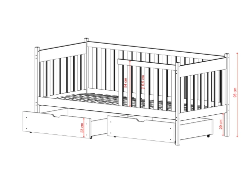 ALICJA 90x180 white children's bed Lano Furniture