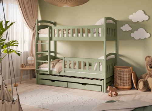 BLANKA 90x190 olive green bunk bed Lano Furniture