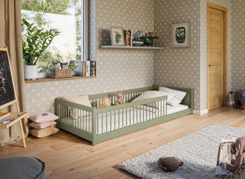 PEDRO 80x180 olive green Montessori floor children's bed Lano Furniture
