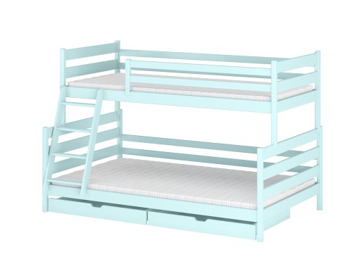 FAMI 90x200/120x200 blå våningssäng med bred sovplats Lano Möbler