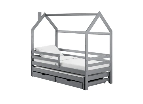 DANEK 90x200 askgrå barnsäng husmodell Lano Möbler