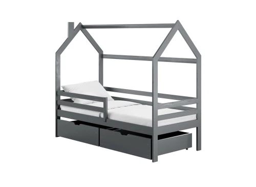 LILA 80x190 graphite children's house bed Lano Furniture