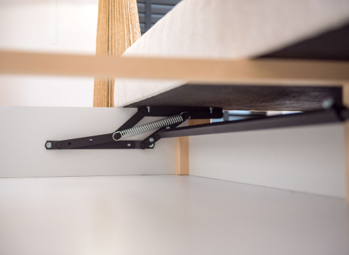 SAVIO 90x200/140x200 blå loftsäng med utdragbar sofa tyg beige perfect harmony 02 Lano Möbler